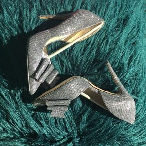 Pewter Betsey Johnson Bow Tie Pumps 8.5